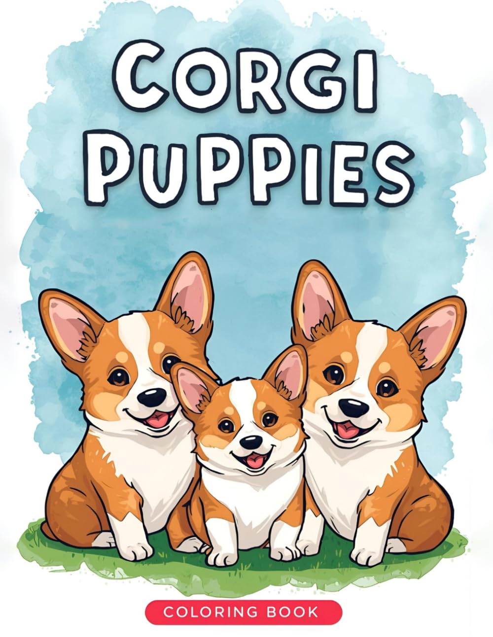 Cute Corgi Puppy Coloring Book | 8.5 x 11" | 50 Unique Puppy Coloring Pages | Coloring Fun for all ages!