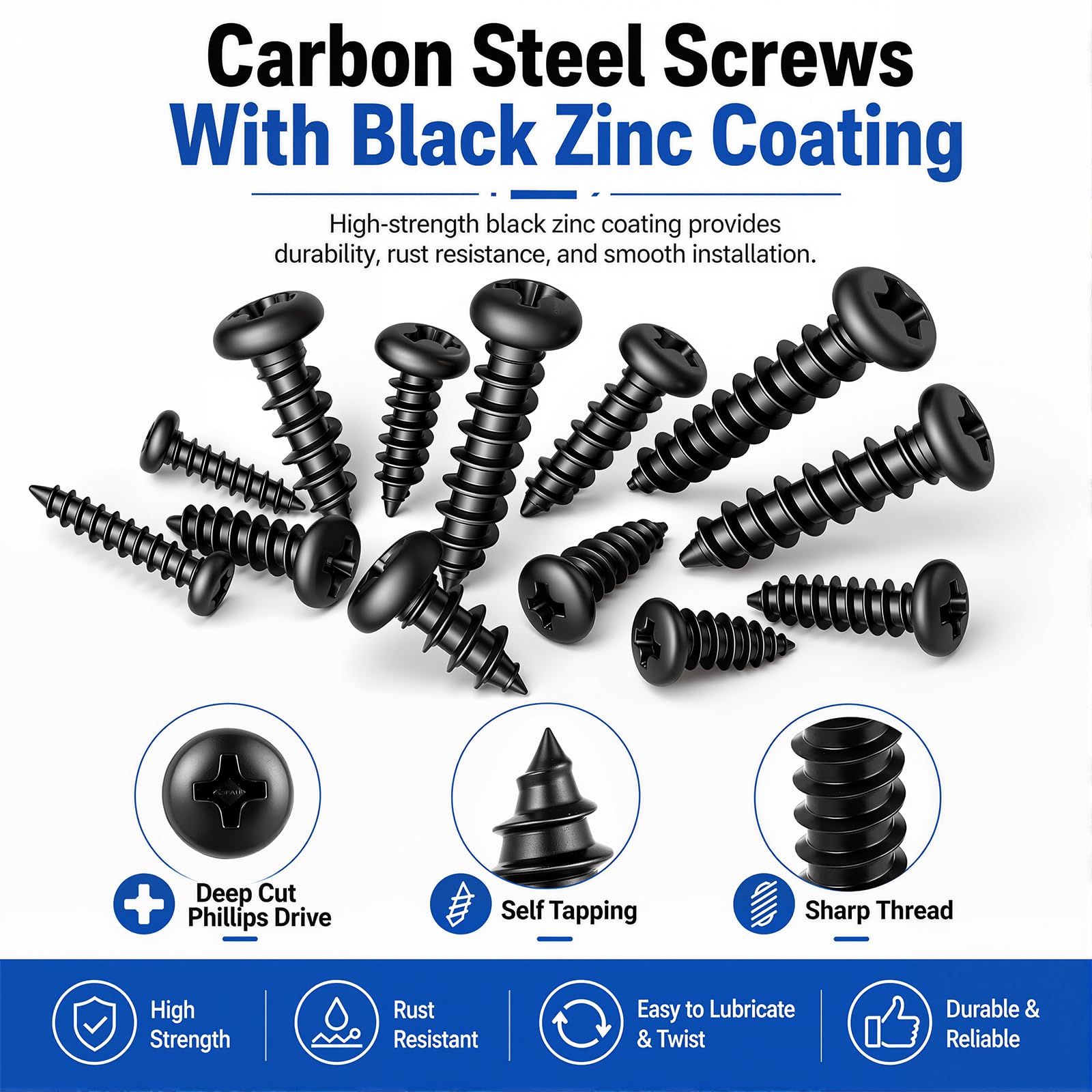 888PCS Self-Tapping Screws Kit - Wood & Plastic -3