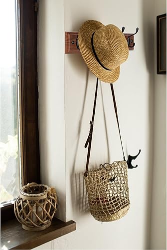 Miniatura 9 de DOKEHOM Paquete de 2 ganchos negros en tablero de color nogal montado en la pared para colgar percheros