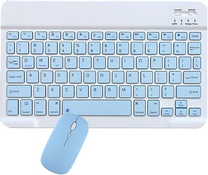 Bluetooth Keyboard and Mouse Combo for iPad, 10 inch Wireless Keyboard & Mouse, Ultra-Slim Portable Rechargeable Keyboard for iPad Pro Air Mini iPhone Samsung Tablet, iPhone15/14/13 Pro