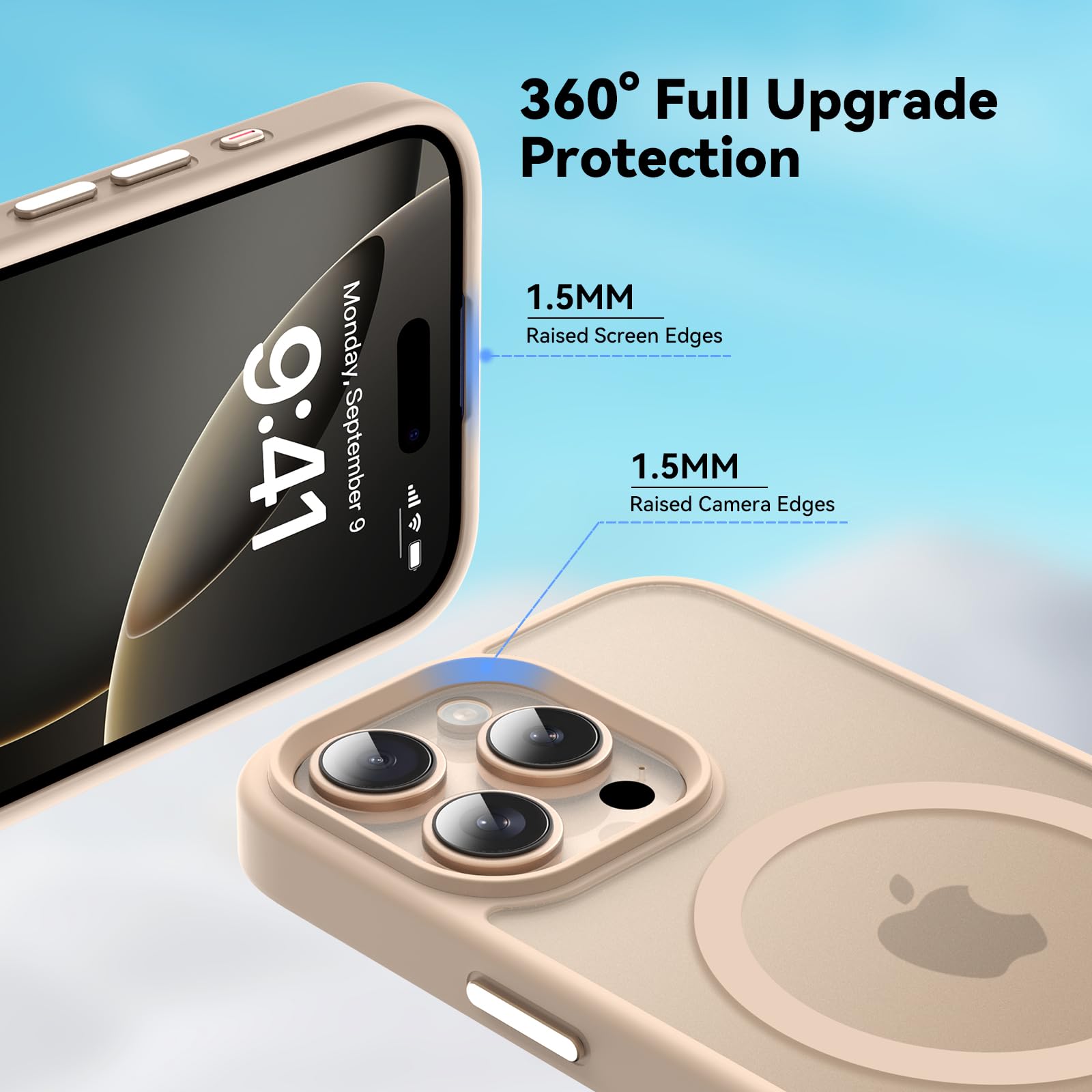 Natiiozie Magnetica Cover Compatibile con iPhone 16 Pro Max Compatibile con MagSafe Custodia Traslucida Opaca Posteriore,Anti-impronta Resistente ai Graffi Protettiva Case Titanio Sabbia