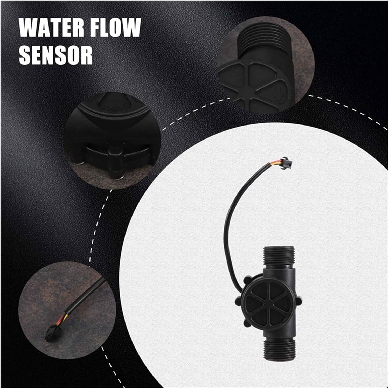 Water Meter,Sprayer Water Meter 1pcs Water Flow Sensor DN25 DC3.5-24V 1-inch 2-100L/Min Flowmeter Heat Pump Water Heater Flowmeter Switch Counter, Black