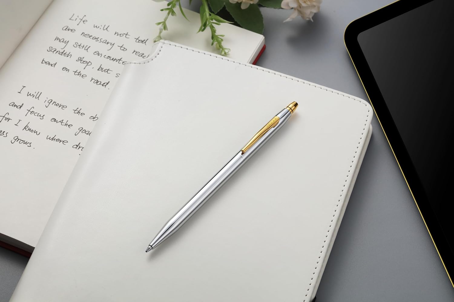 Cross Click Medalist Chrome with Gold-tone Appointments Ballpoint Pen - High-End Writing Tool for Versatile Use - Smooth Writing & Journaling - Elegant Accessory - Long-Lasting - Black Ink