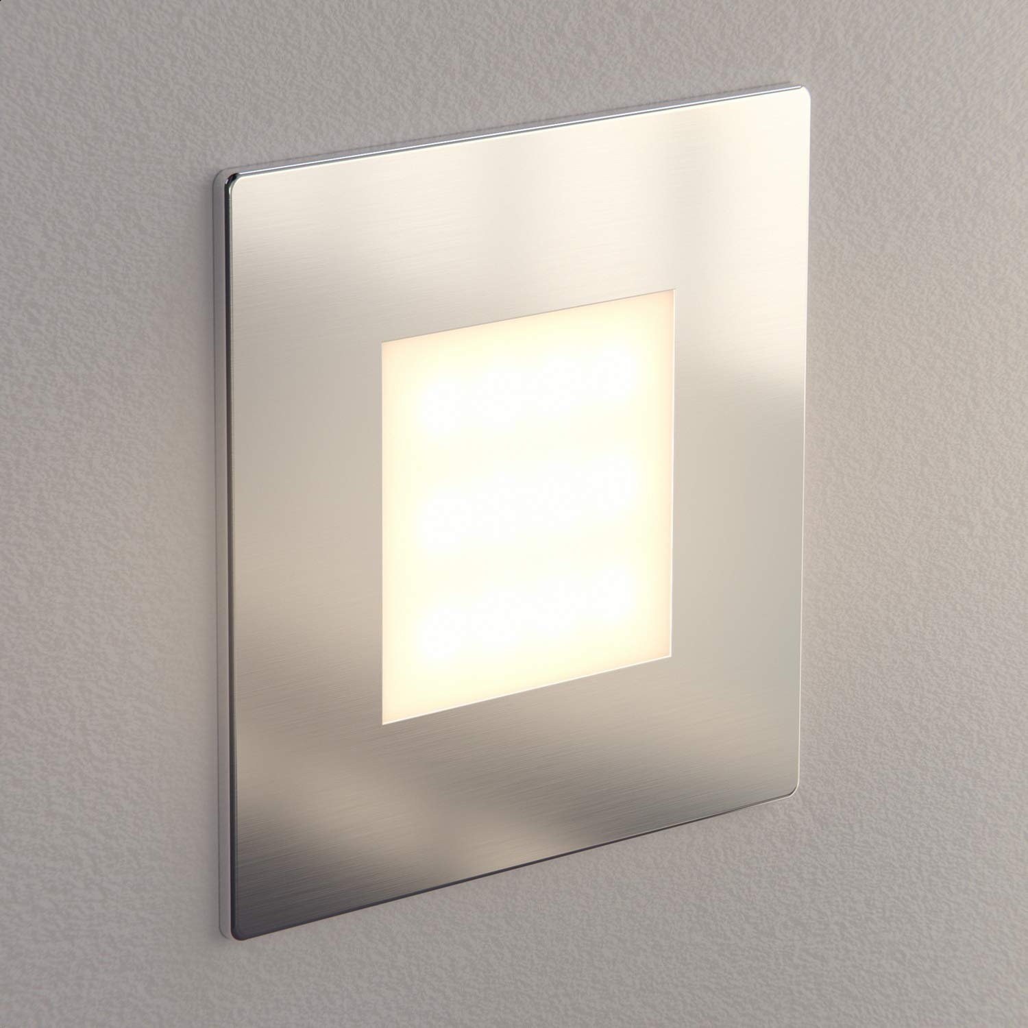 ledscom.de Lámpara LED para escaleras/plafón empotrable FEX para interiores y exteriores, angular, acero inoxidable, 85 x 85 mm, blanco cálido