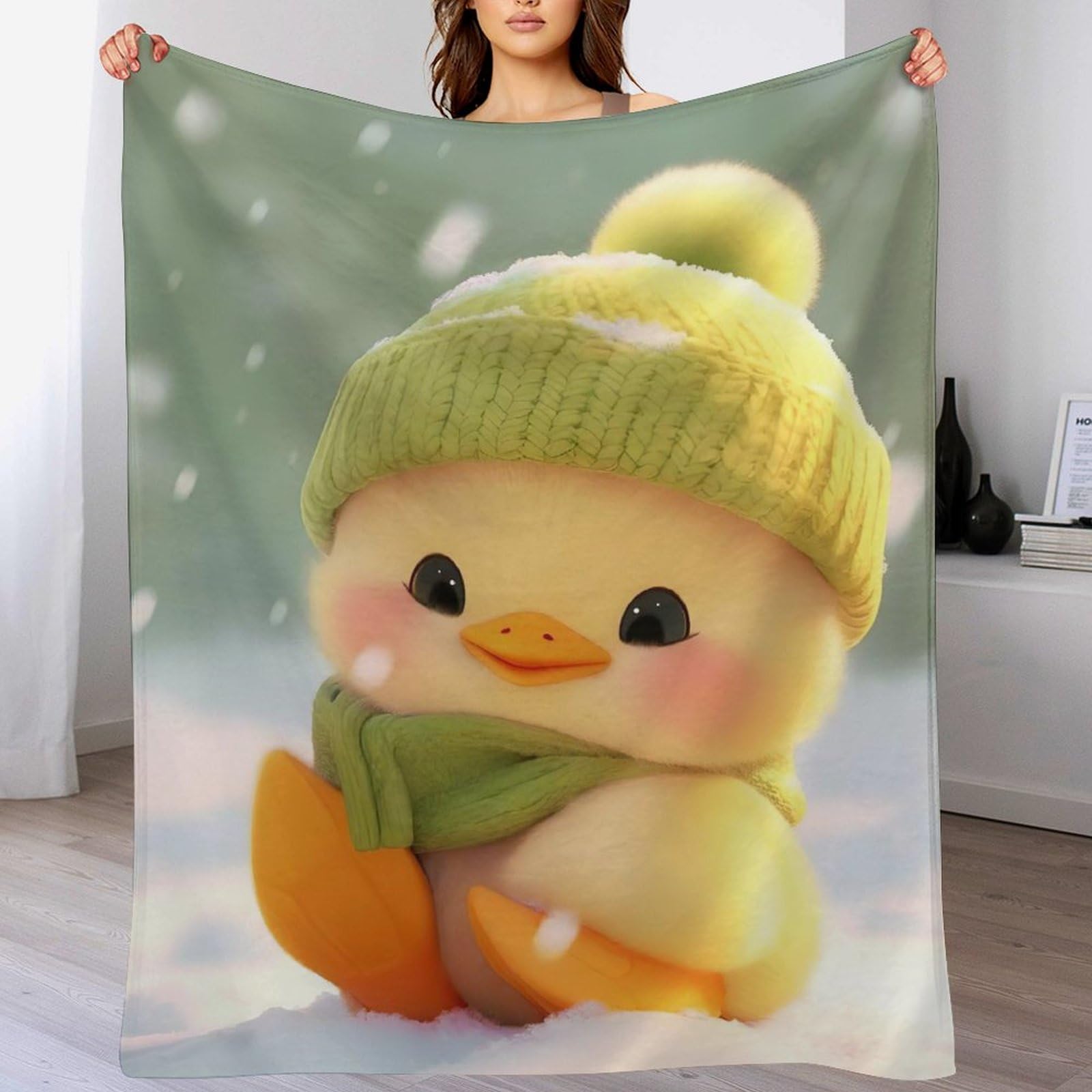 Couverture canapé plaid polaire canard jaune 130x180cm