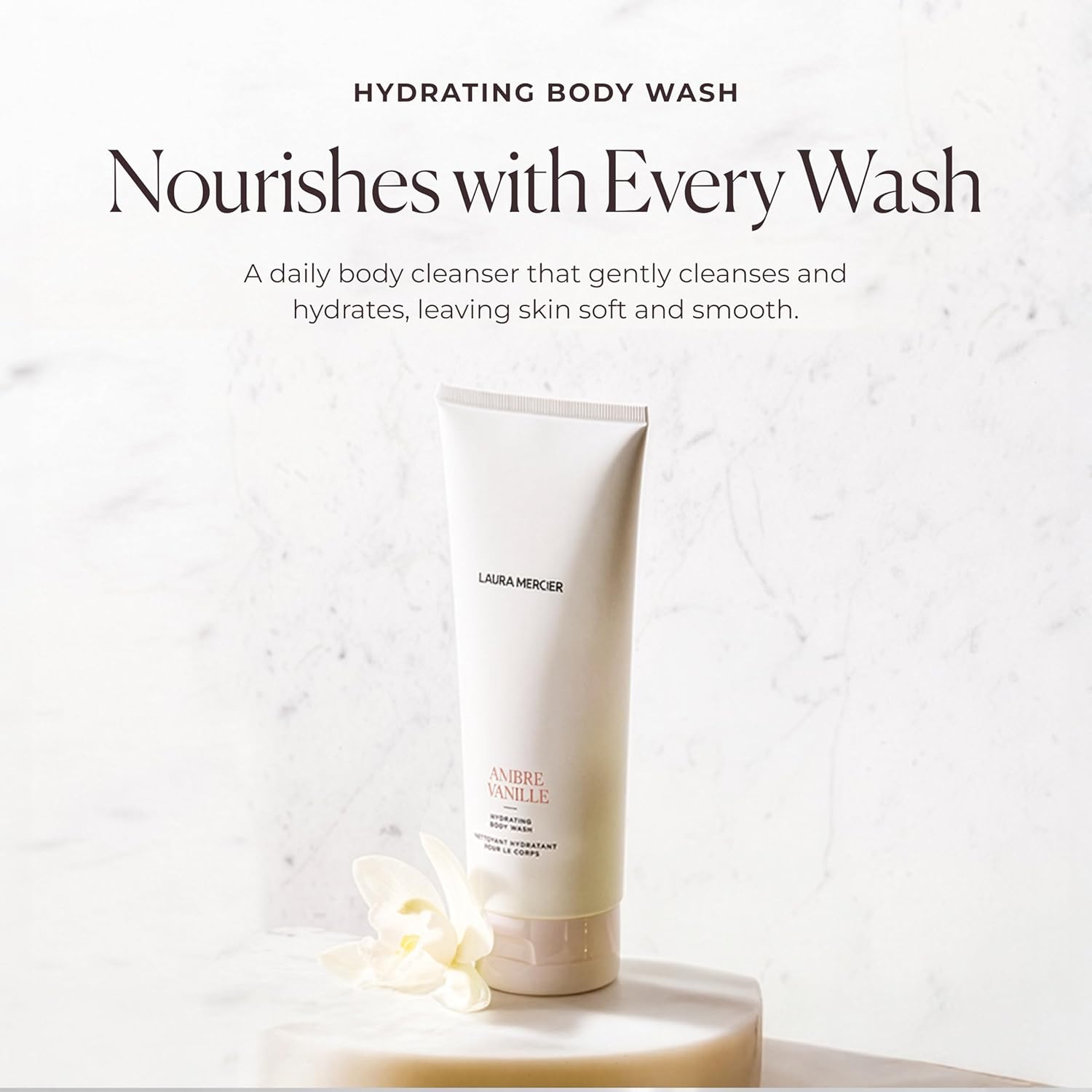 Laura Mercier Hydrating Body Wash, Foaming Daily Body Cleanser, Up to 10HR Hydration, Softens and Smooths Skin, Non-Drying Formula, Creamy Gel Texture - Image 2