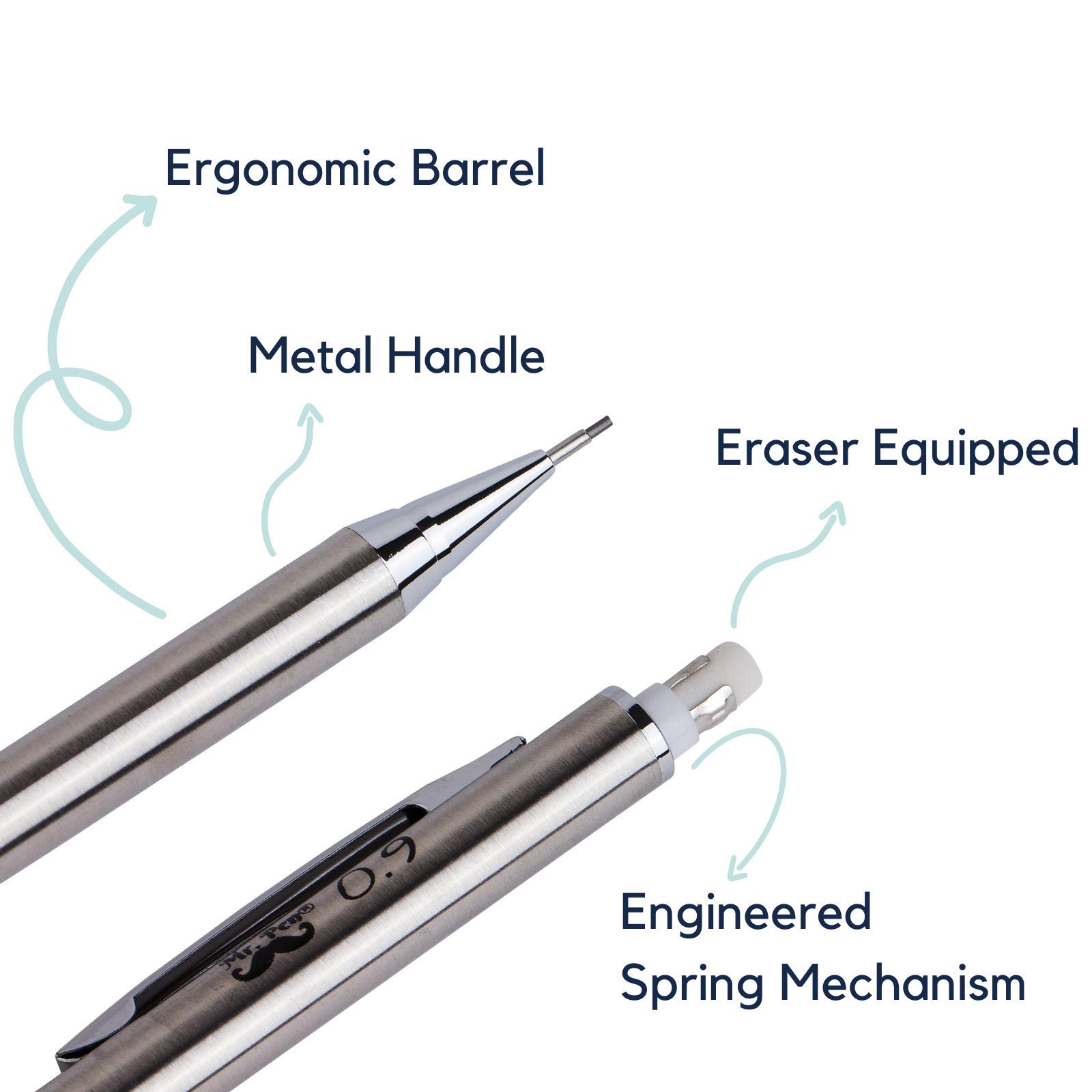 Mr. Pen Mechanical Pencils 0.9, Pack of 2, Metal Mechanical Pencil