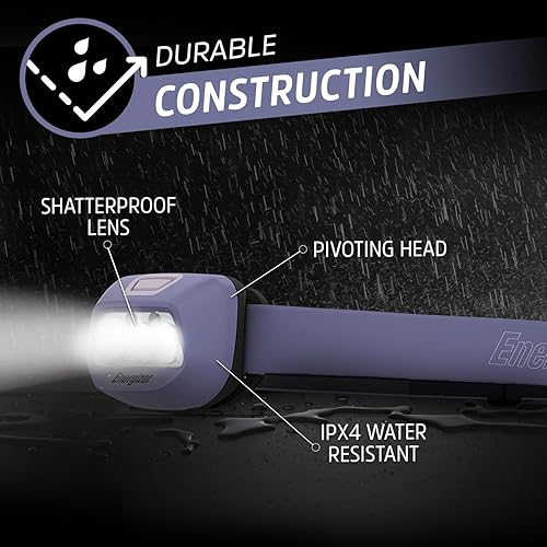 Miniatura 8 de Energizer Linterna frontal LED HDL40, 500 lúmenes, IPX7 impermeable, linterna frontal multicolor, luz manos libres, baterías incluidas