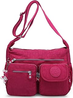 [HotcoS] ショルダーバッグ レディース 多機能 斜め掛け アウトドア ナイロン トートバッグ 防水加工 小物整理 鞄 カジュアル 通学 通勤 ビジネス 人気 出張 軽量 営業 就活 手さげバッグ オールシーズン 無地 レディース 男女兼用 (ワインレッド)