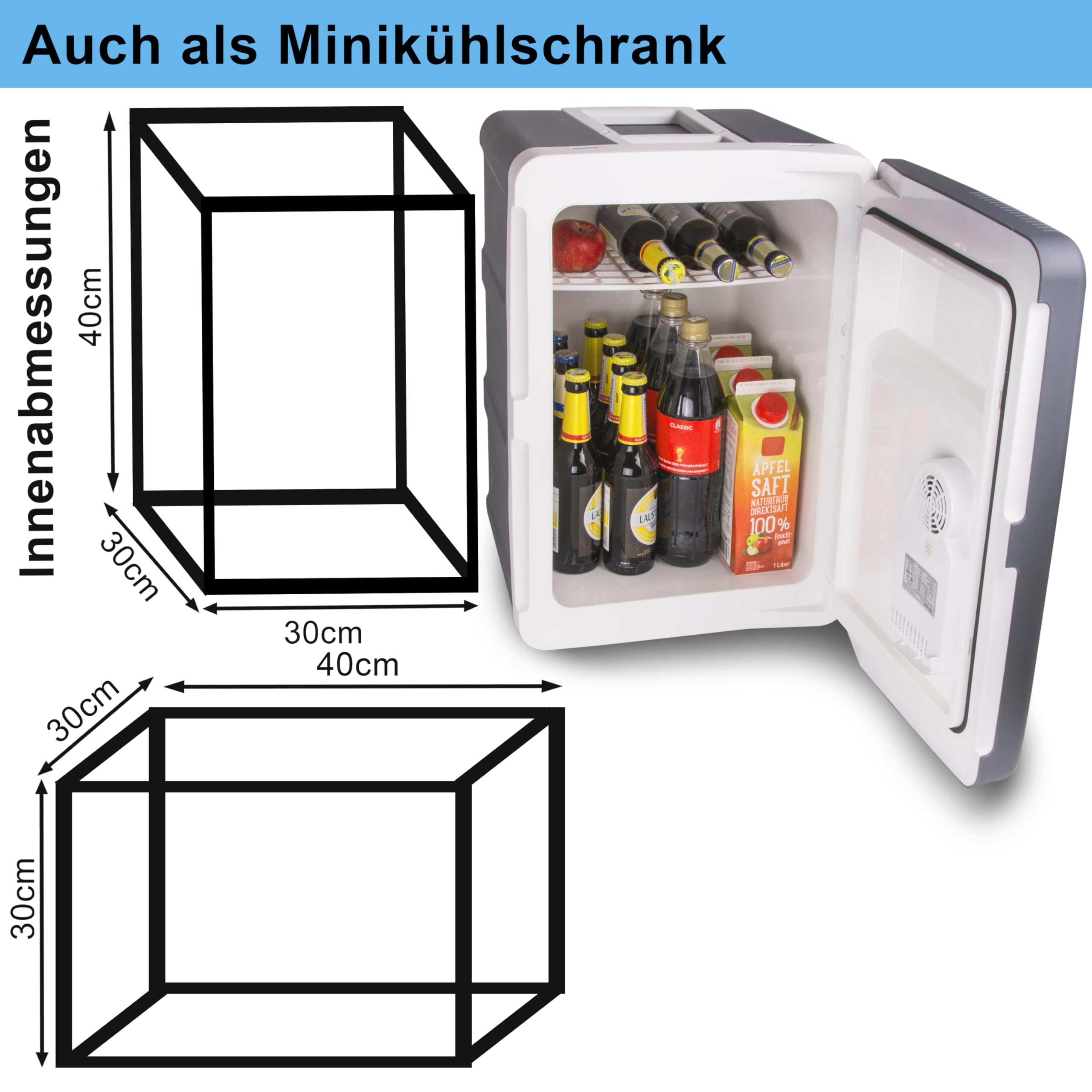 Thermoelektrische Kühlbox 45 Liter 12V 230V Kühlen und Wärmen mit Rollen für Auto Boot Camping ECO Modus
