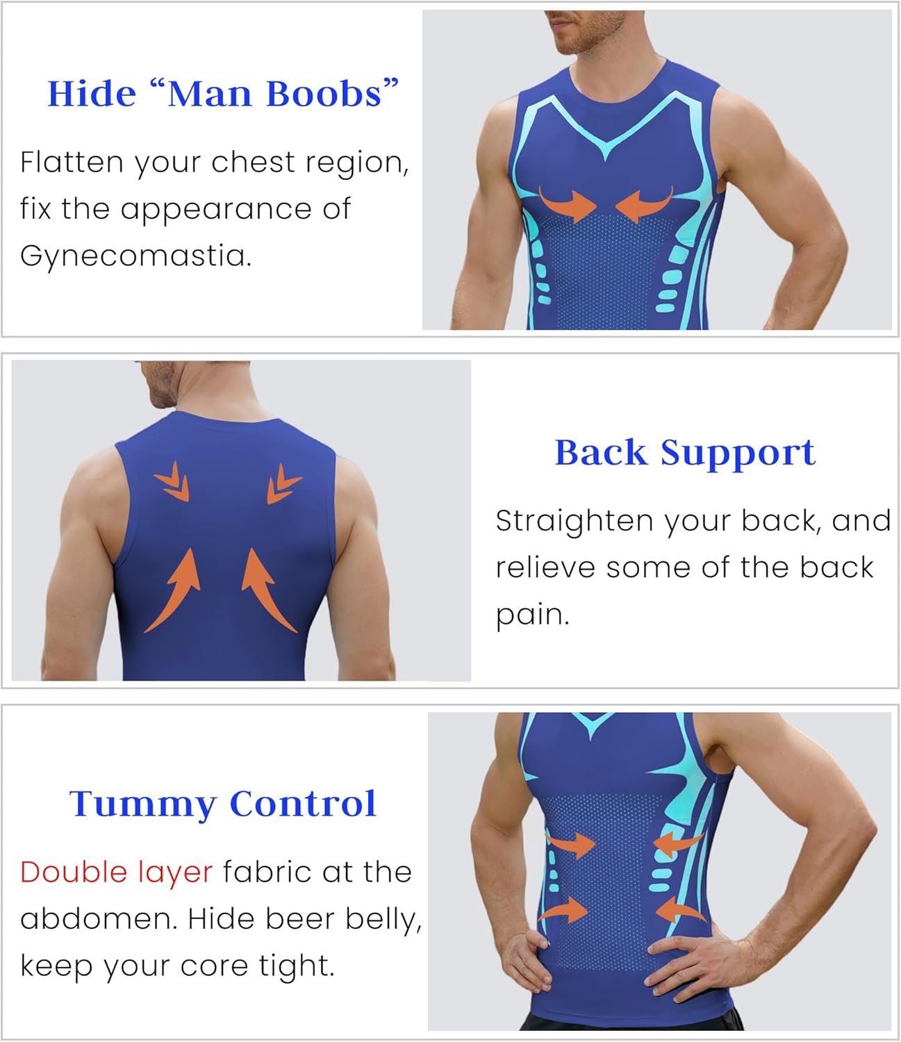 Compression Shirt Men Slimming Body Shaper Vest Crewneck Workout Shirts Tummy Control Undershirts - Image 3