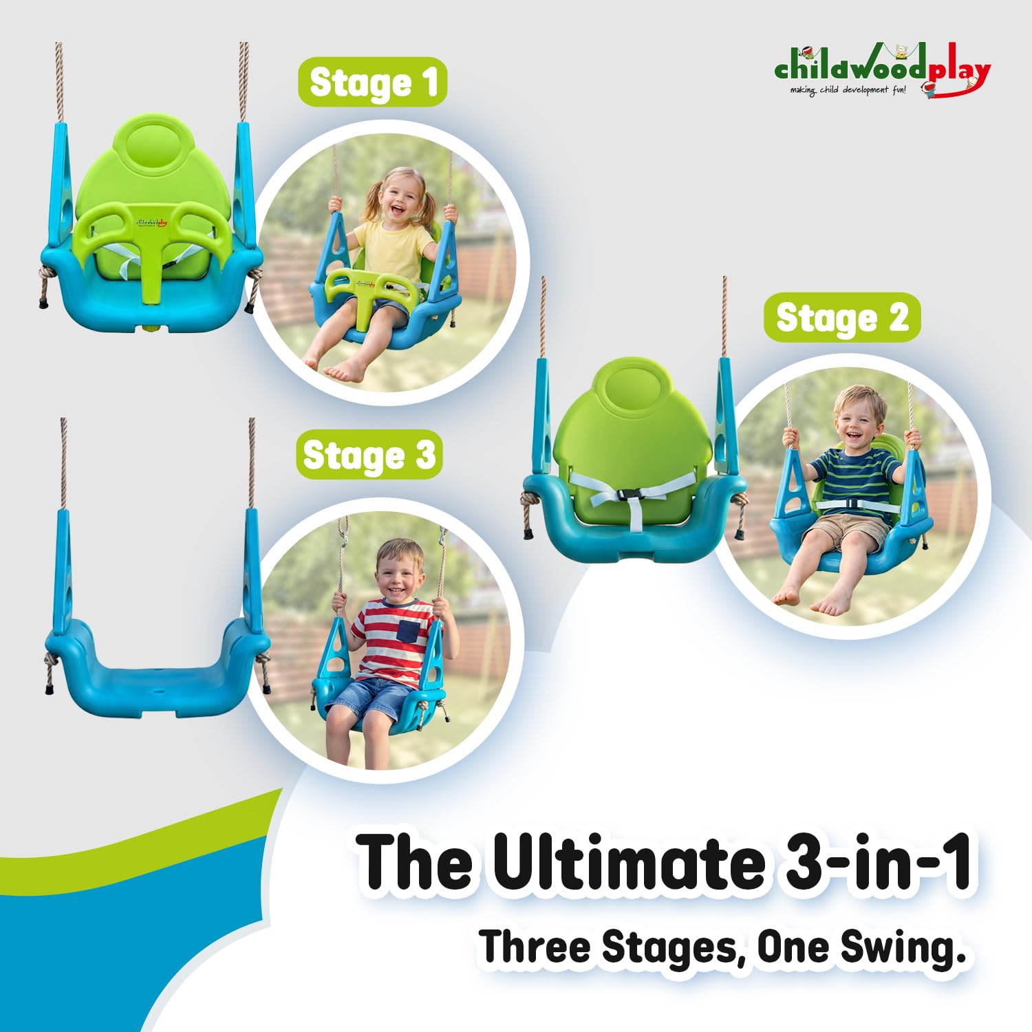 3 in 1 Toddler Swing Seat Attachment with Safety Strap for Children from 9 Months to 10yrs - Image 3