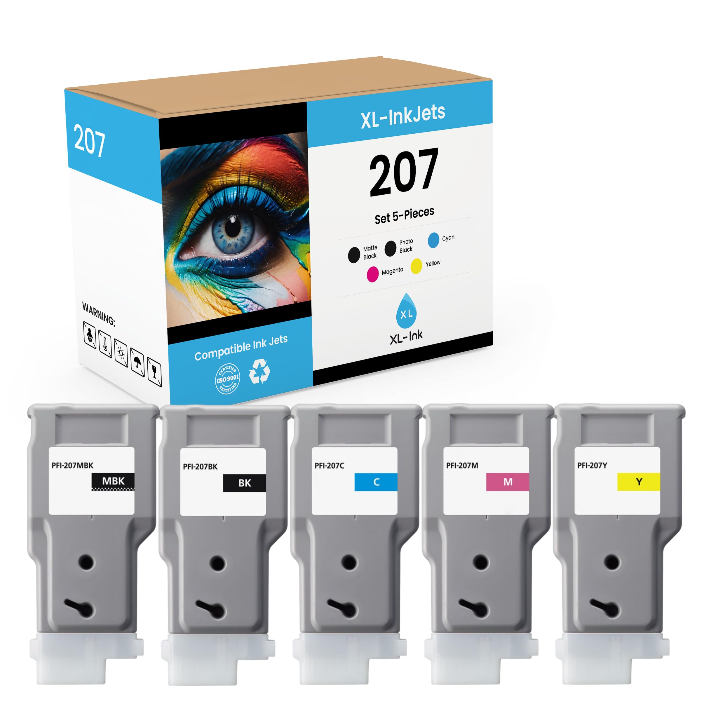 Canon PFI-207MBK インクカートリッジ 5個セット Amazon.com: XL-Ink Compatible for Canon PFI-207 5-Pack (PFI