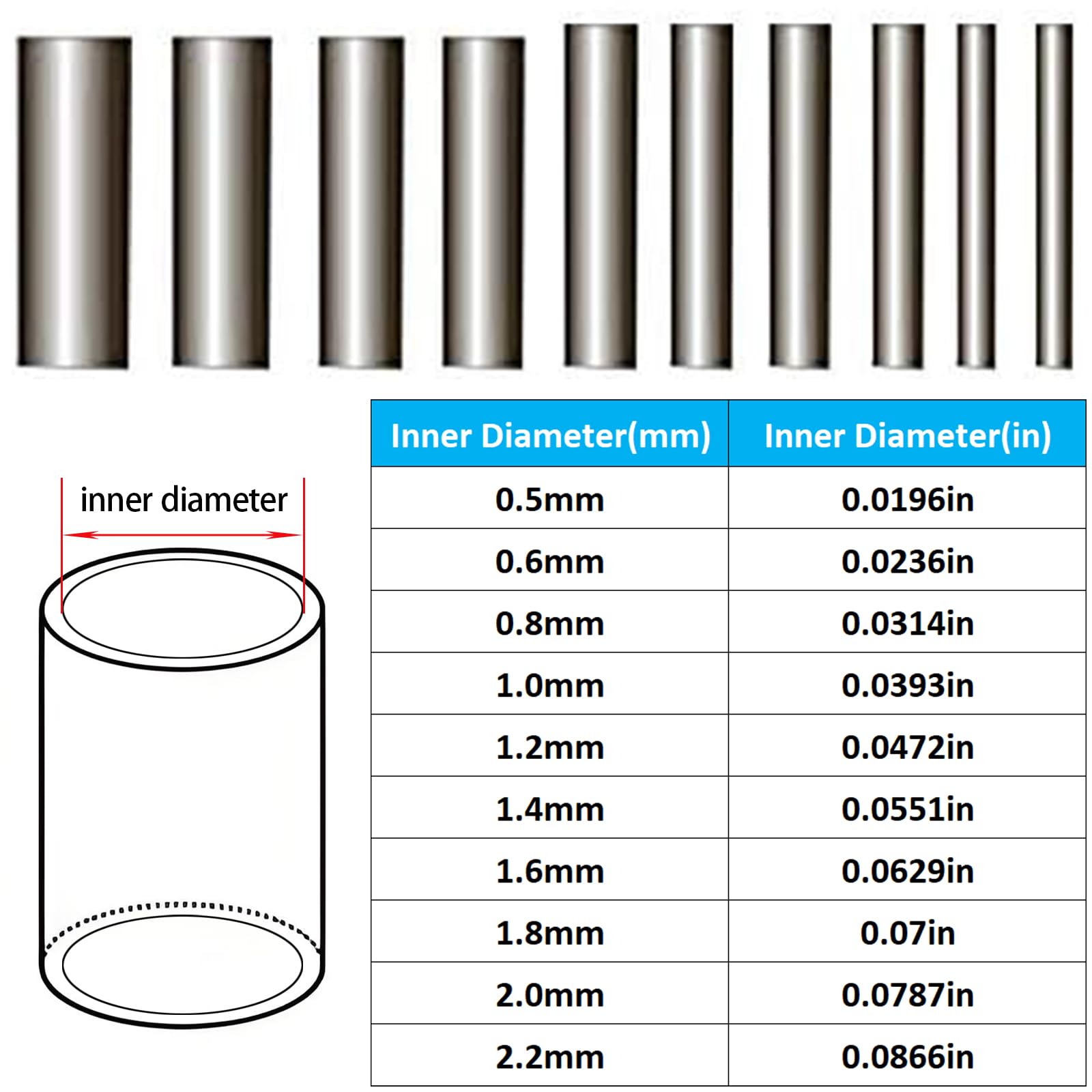 Wire Line Crimp Tubes Fishing Single Barrel Crimp Sleeves – 50-200Pcs Stainless Steel Line Connectors Metal Fishing Crimps & Sleeves