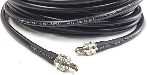 Miniatura 2 de Custom Cable Connection Cable de antena coaxial de baja pérdida de 150 pies SMA macho a SMA macho LMR400 veces microondas 50 ohmios para