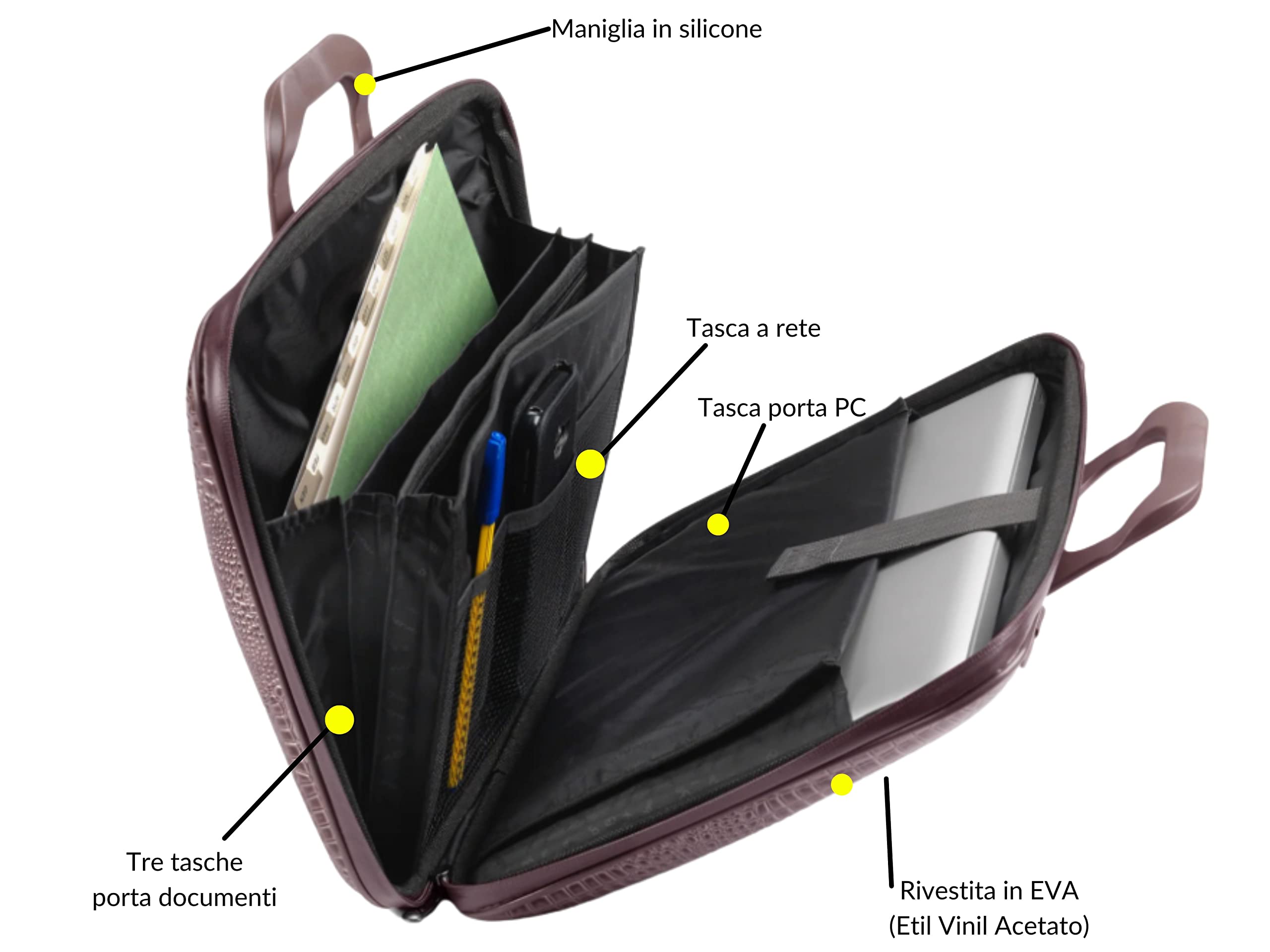 Bombata Shiny Cocco - Borsa Porta Computer con Tracolla, Elegante e Funzionale, Unisex, 100% Vegan, per Professionisti e Studenti, Viola Scuro - 13/14 Pollici