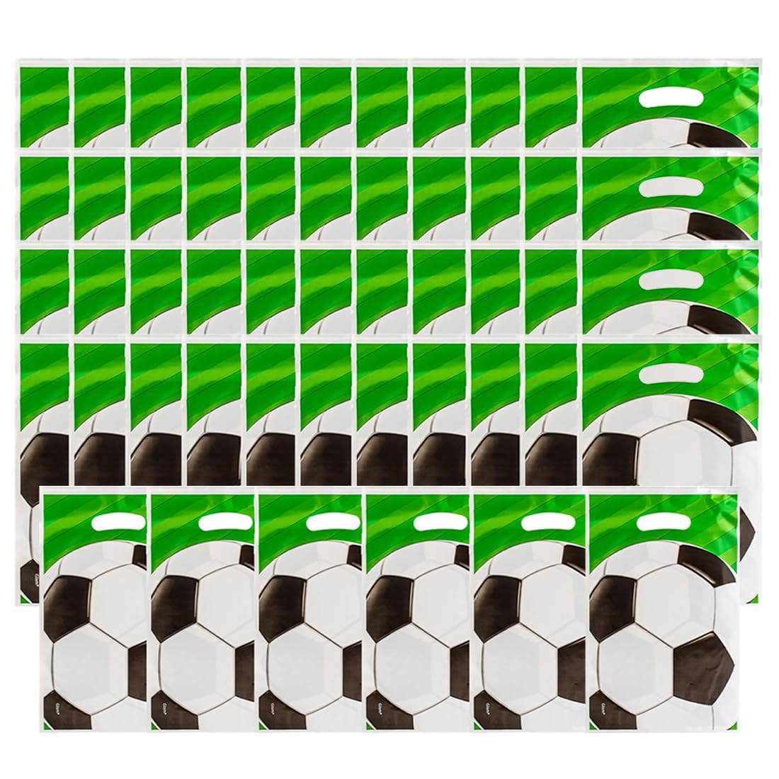 Pangogogo 50 Sacchetti Regalo Per Bambini A Tema Calcio - 25x16,5 Cm Con Manico - Per Feste Di Compleanno, Caramelle E Piccoli Regali