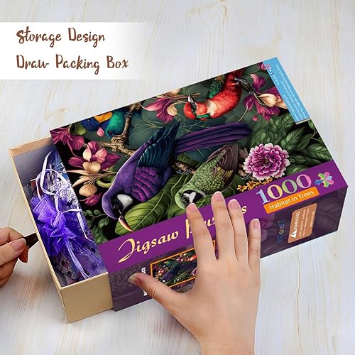 Miniatura 3 de Ingooood Rompecabezas de 1000 piezas, serie Sneak Peek, hábitat en árboles, juguetes de entretenimiento para adultos, regalo especial de graduación