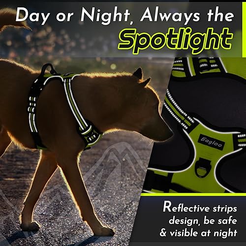 Miniatura 389 de Eagloo Arnés para perro de tamaño mediano, chaleco de servicio sin tirones con tiras reflectantes y asa de control, ajustable y cómodo para caminar