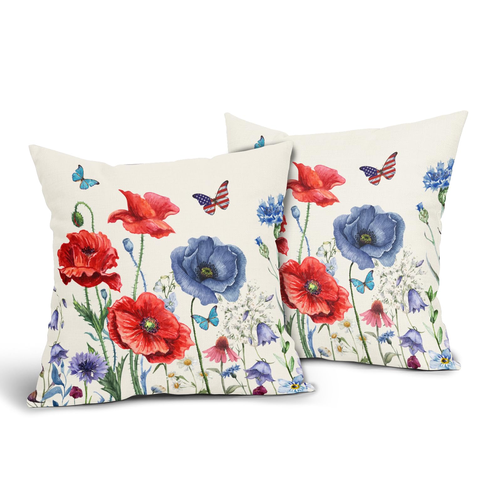 Set di 2 federe per cuscino con fiori di dalia marrone blu 40 x
