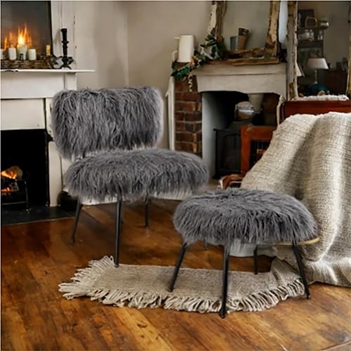 Finca ancha Sillones para Sala - Silla decorativa con platillo otomano, silla tapizada de felpa con reposapiés, butacas para sala moderna, fácil de