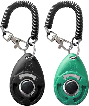 Pet Training Clicker with Wrist Strap - Dog Training Clickers Black +Bluegreen