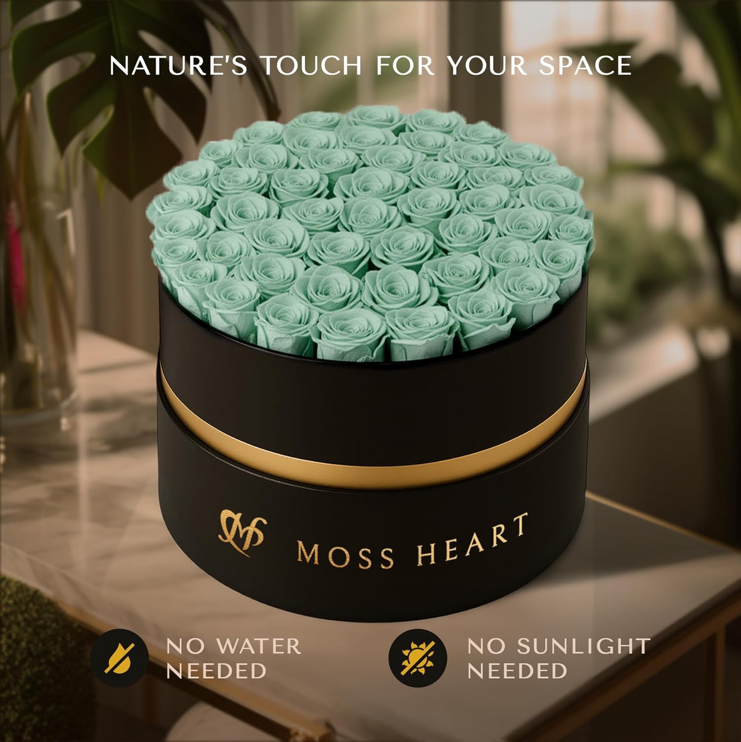 50 Preserved Roses in Designer Round Box, Real Forever Roses, Long-Lasting 1+ Year, No Watering, Luxury Home Décor Arrangement, Valentine’s Day Gift for Wife or Girlfriend - Image 9