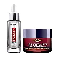 Vista 1 de L'Oreal Paris Revitalift - Suero facial con ácido hialurónico 1.5% puro + crema hidratante facial antienvejecimiento triple potencia, 1 kit
