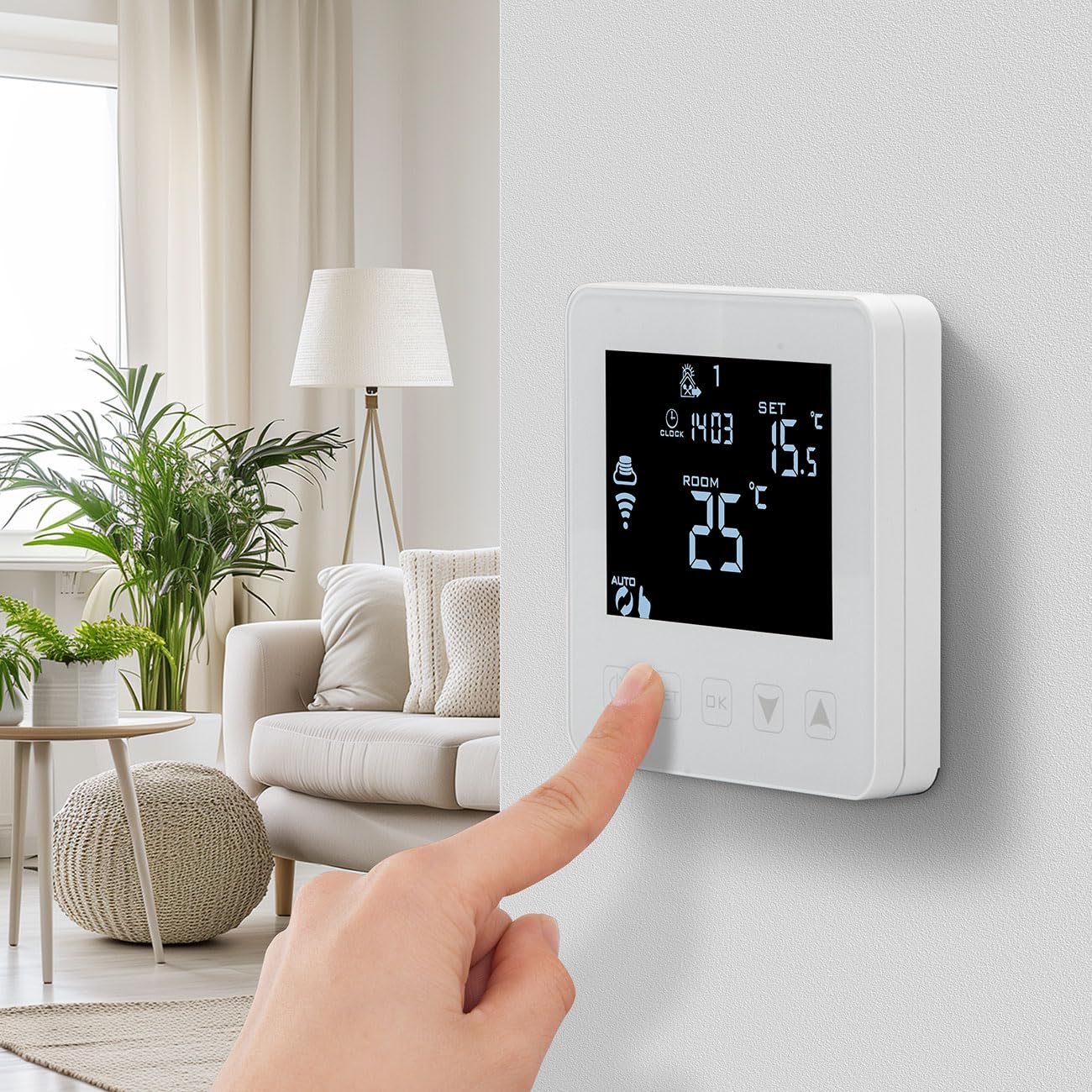 Intelligentes WLAN-Thermostat Unterputz für Fussbodenheizung: App-, Sprach- & Touch-Steuerung, Siri/Alexa/GA – Komfortabel & energieeffizient