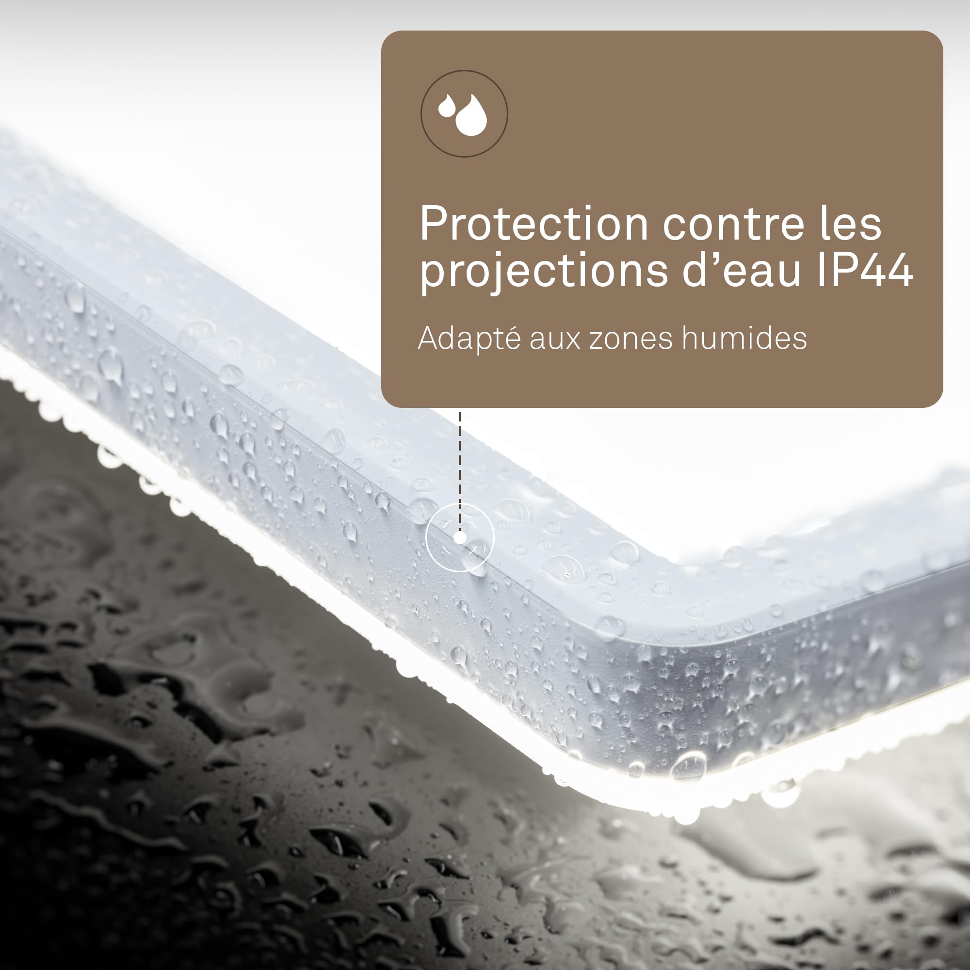 B.K.Licht - Plafonnier LED plat avec éclairage indirect, lumière blanc neutre, protection IP44, plafonnier salle de bain, lustre cuisine, lustre salon, 58 x 20 x 3 cm, blanc