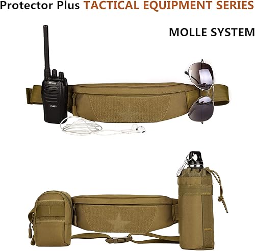 Miniatura 7 de Protector Plus Riñonera táctica para correr, cinturón militar, para fitness, bolsa de cadera MOLLE, bolsillo para equipo lumbar (incluye paquete),