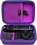 XANAD Cas dur pour Sony ZV1F / ZV-1 / ZV-1 II/ZV-1F Appareil photo numérique s'adapte Vlogger Accessory Kit Tripod et Microphone - Sac de rangement de protection de voyage pourpre