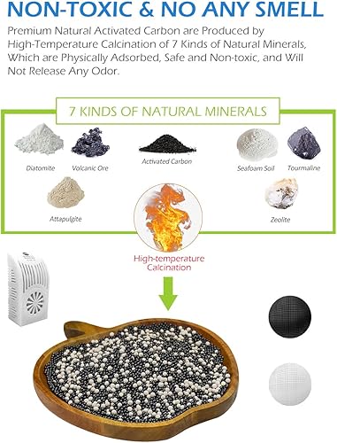 Miniatura 6 de Paquete de 2 bolsas de carbón de 7.05 oz con caja de plástico, bolsa purificadora de aire de carbón de bambú activado para refrigerador, armario,