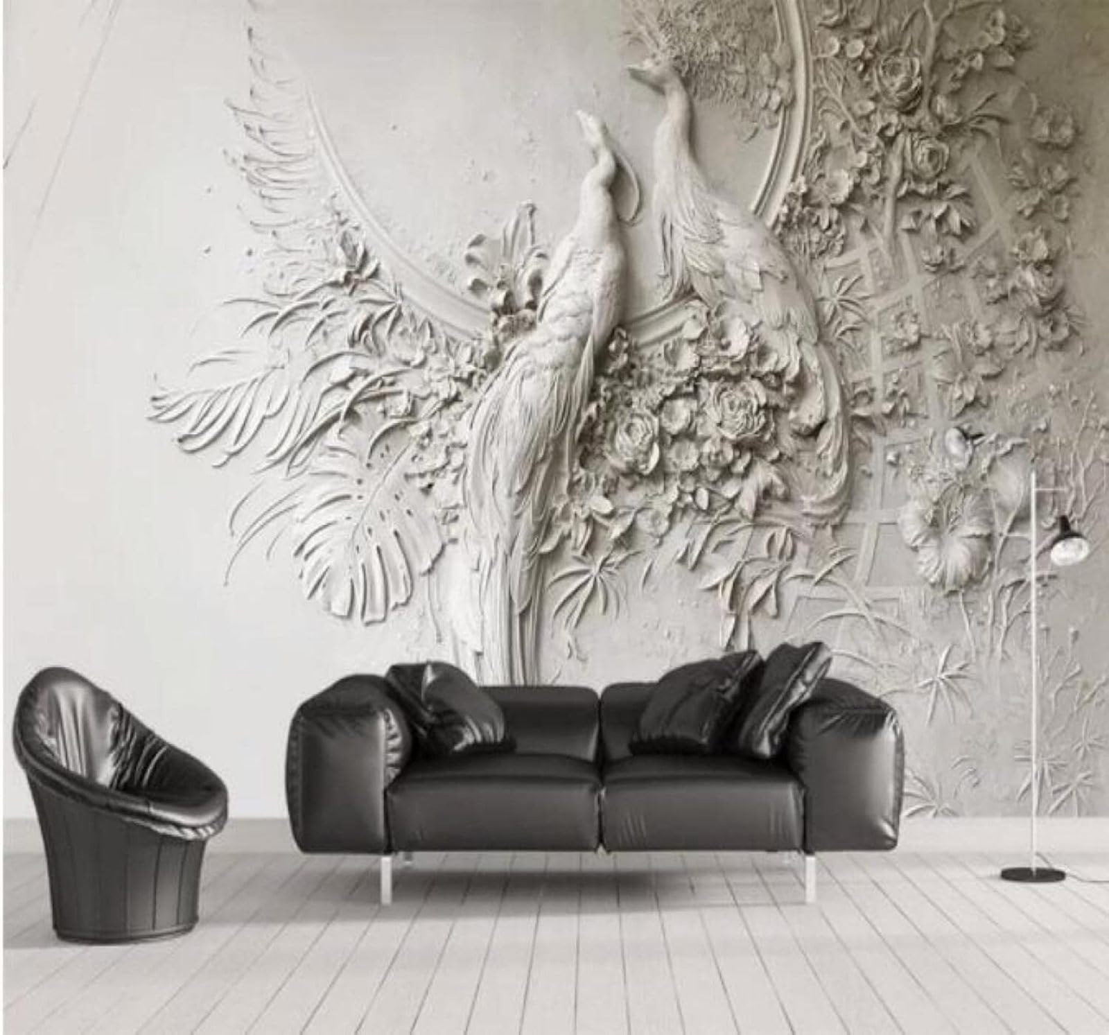 XLMING Vintage Relief Peacock Flowers Art 3D Wallpaper Luxury Home Dining Decor Paste Sofa Living Room The Wall for Bedroom Mural-350cm×256cm