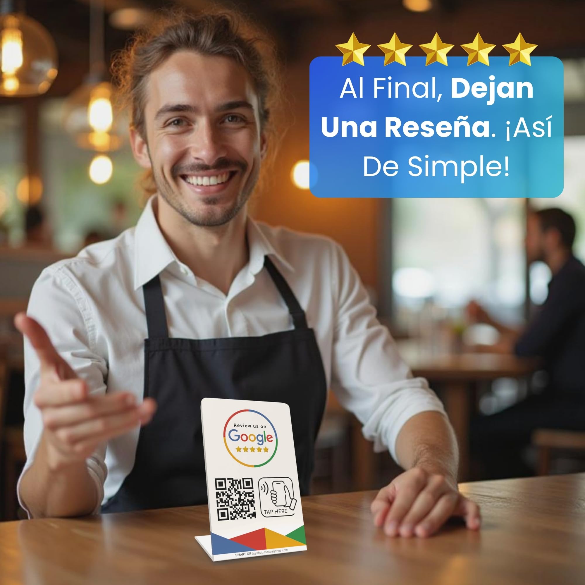 MESSAGENES - Soporte de Mostrador con NFC y QR | Soporte para Redes Sociales | Enlace Editable para RRSS | 1 Unidad | QR Dinámico Editable | Analíticas de Escaneo | Sirve para iPhone y Android