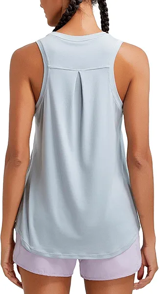 RUNNING GIRL Racerback Running Yoga Athletic Tank Tops for Women, Sleeveless Workout Tank Tops Woman Tennis Shirts B-grey Large