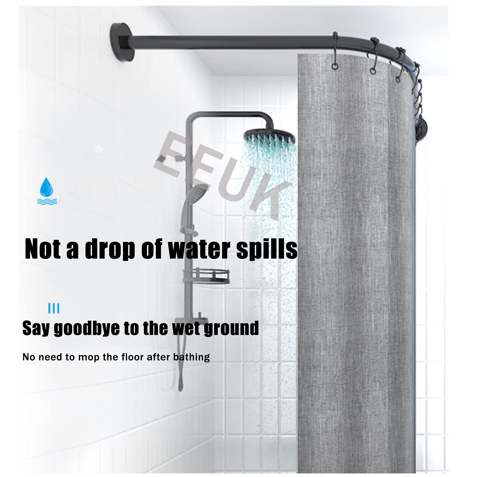 Barre Rideau Douche Extensible En L - Acier Inoxydable 304 - Sans Perçage Ou Avec - Réglable 90-130cm - Antirouille