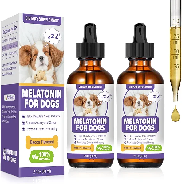 Melatonin for Dogs,Dog Sleep Aid,Calming for Dogs,Melatonin for Sleep Relieves Anxiety and Stress in Dog, Helps Calm and Restful Sleep,Bacon Flavor