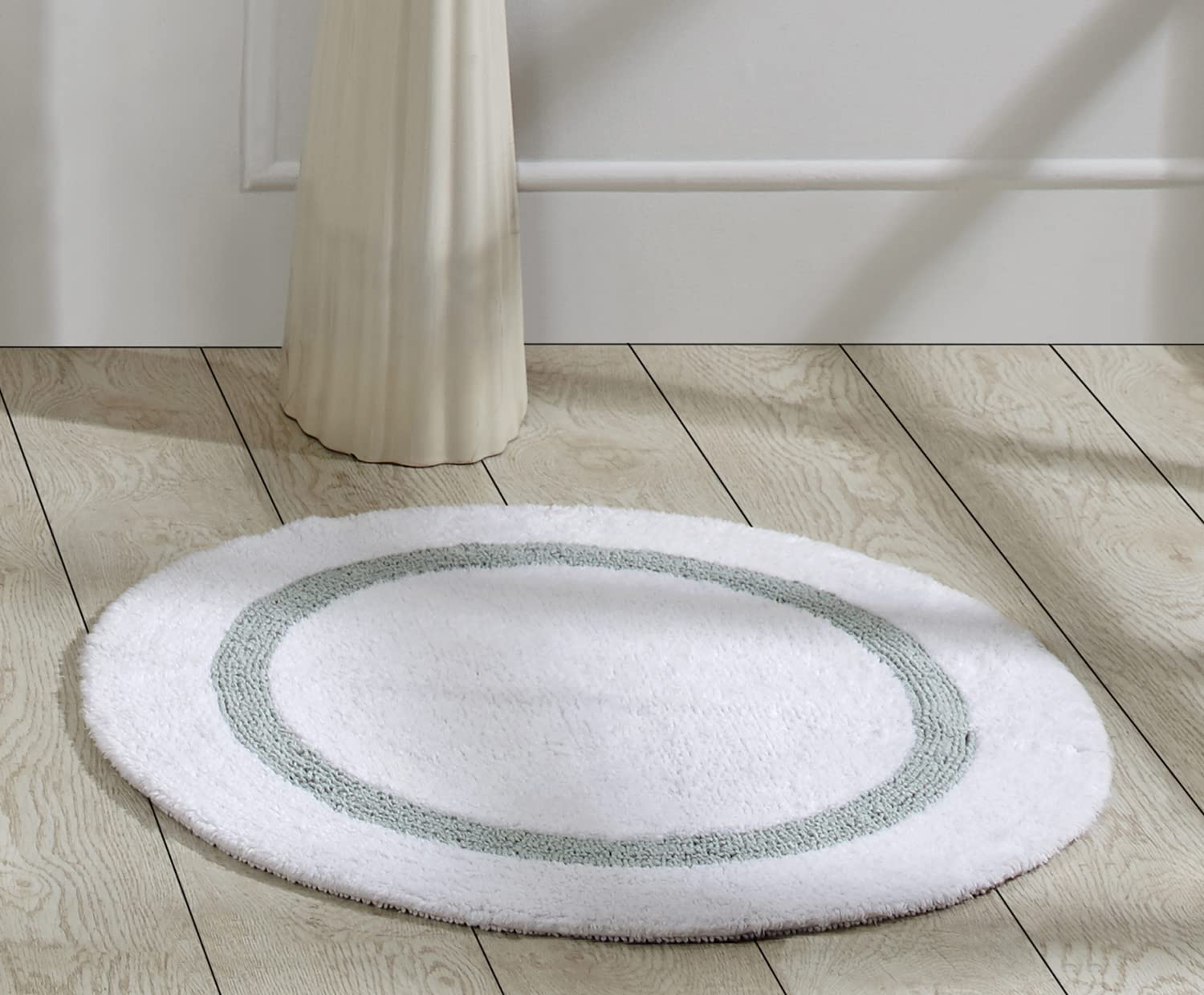 Better Trends/ Pan Overseas Hotel Collection 2 Bath Rug, 30" Round, Blue/White