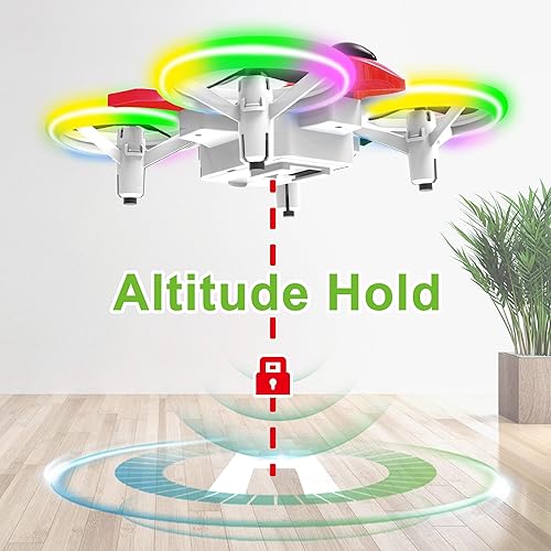 Miniatura 11 de Dwi Dowellin Mini dron de 4.9 pulgadas para niños, luces LED a prueba de golpes, con una tecla, despegue, aterrizaje, control remoto, pequeños Negro