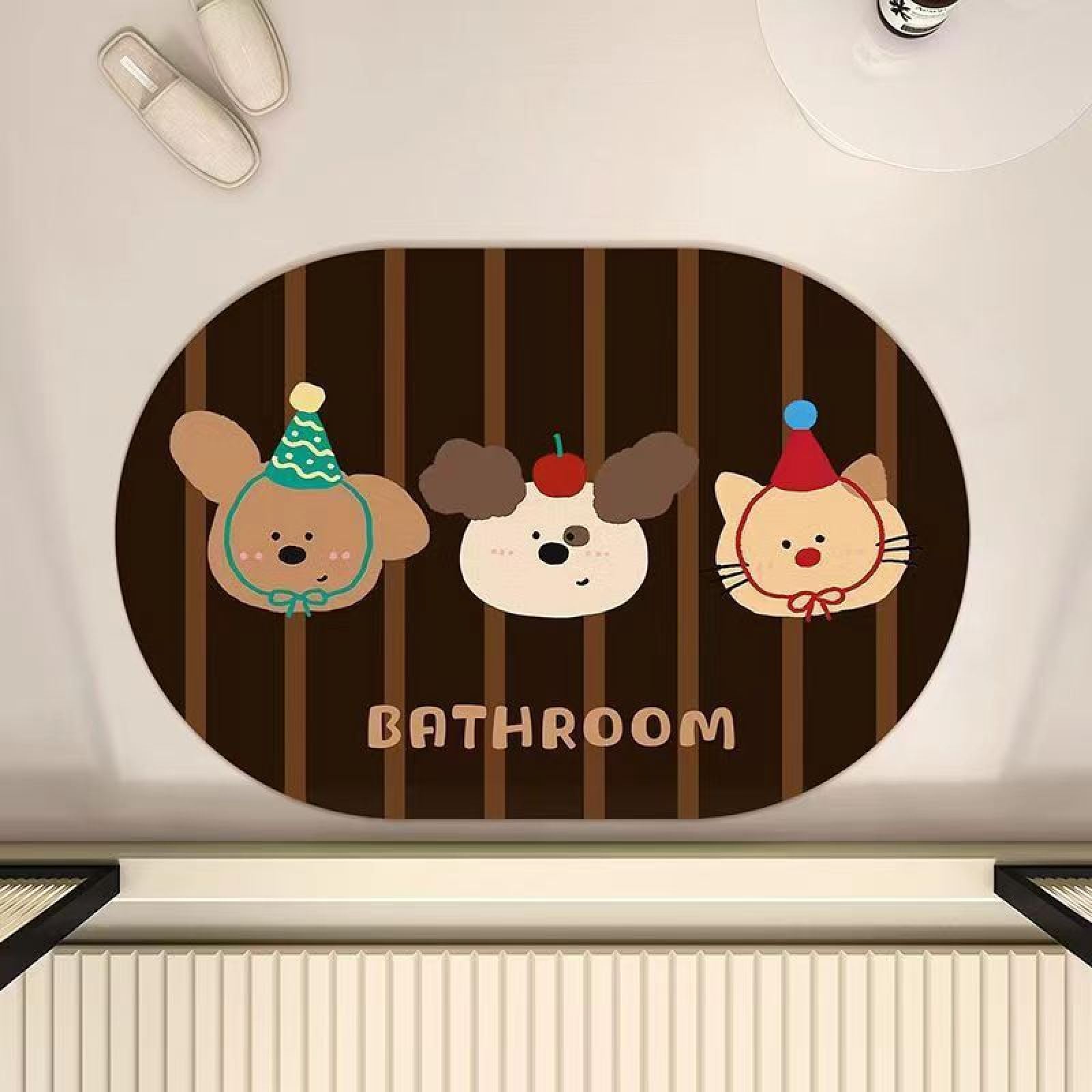 Alfombrilla de baño de diatomita antideslizante con dibujos animados infantiles de 80x120cm