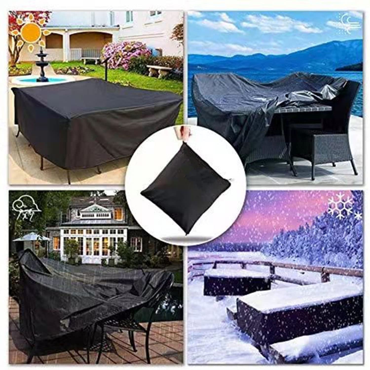 ZLZNX Copertura per mobili da giardino, copertura per mobili da giardino, copertura per mobili da giardino, impermeabile, rettangolare, antivento e anti-UV, 308 x 138 x 89