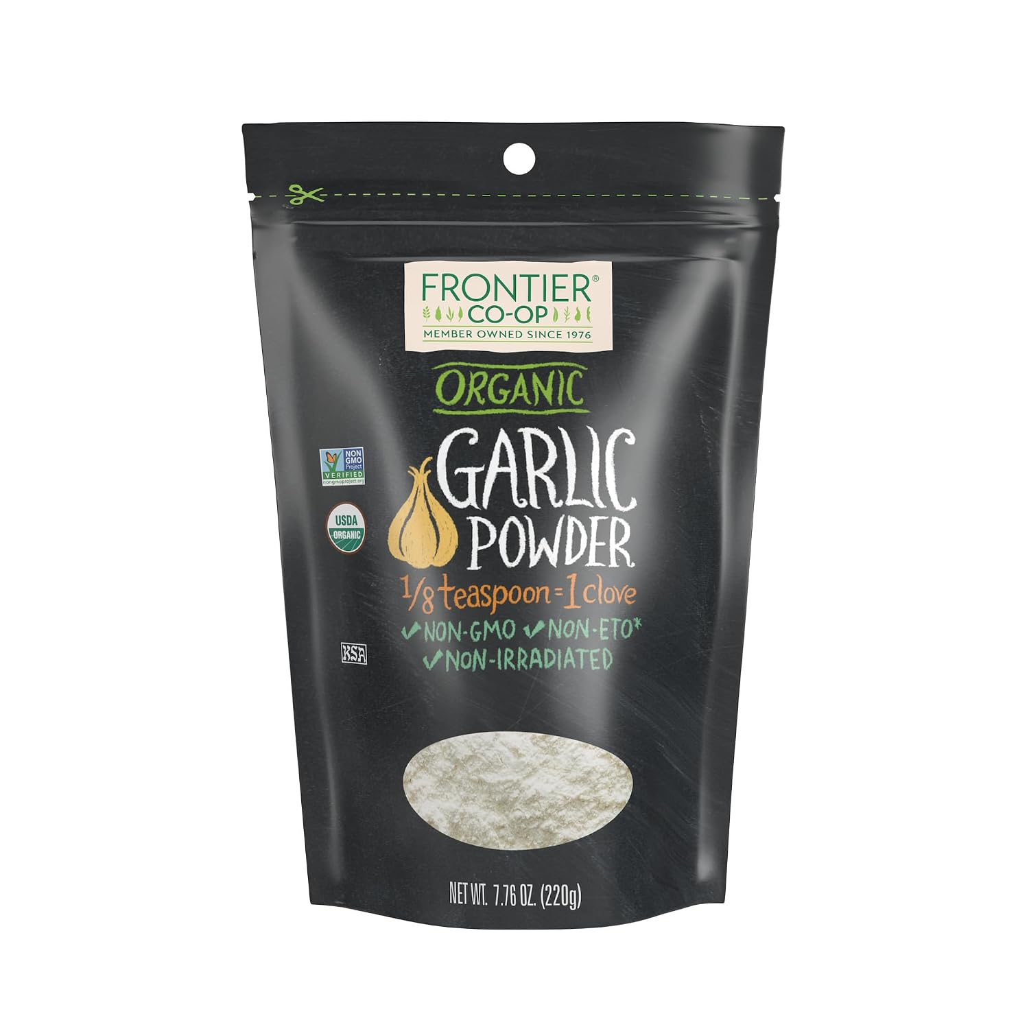 Frontier Co-op Organic Garlic Powder, 7.76-Ounce Bag, Pure and Natural Garlic Seasoning | Non-GMO and Kosher Certified | Add Flavor to Your Savory Dishes