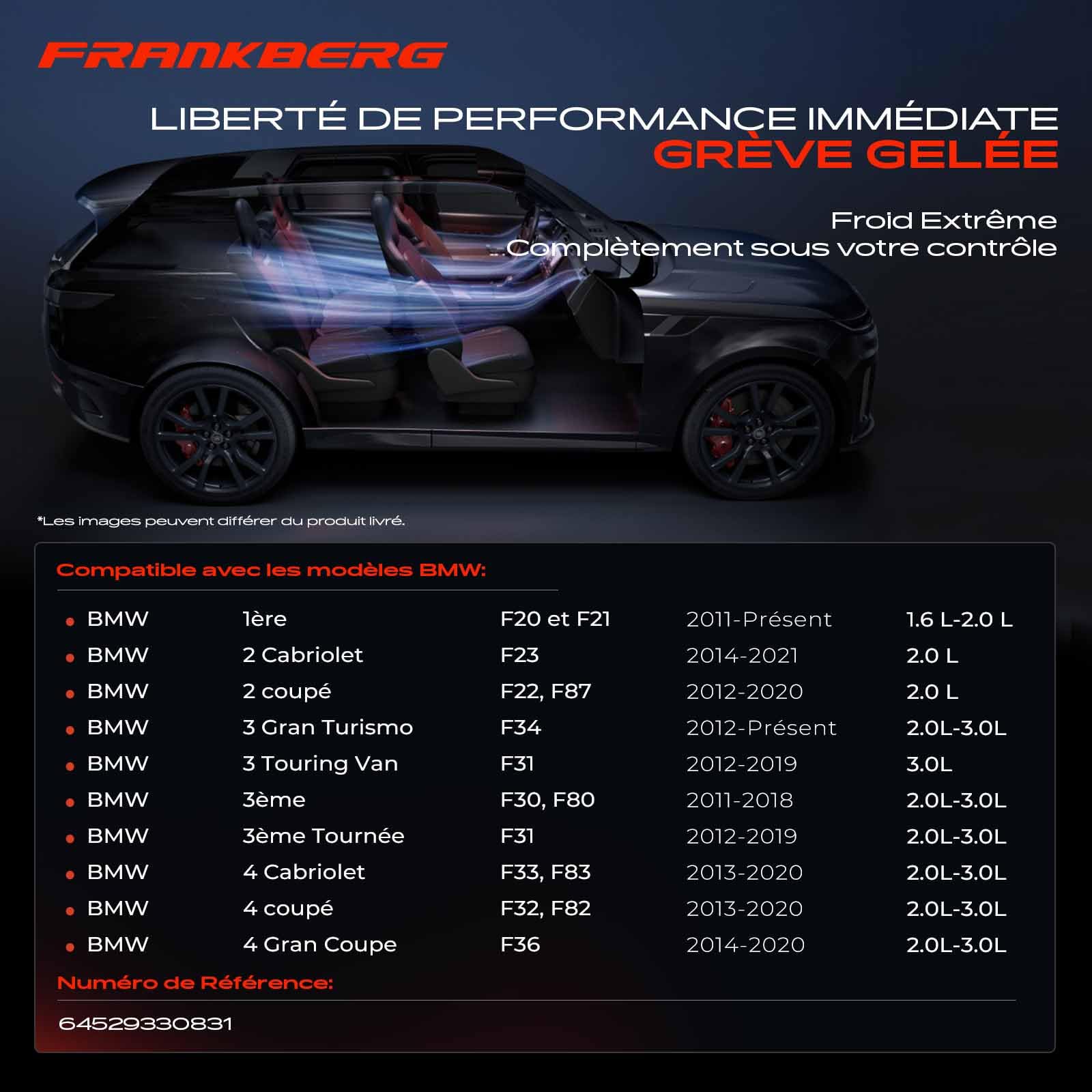 Frankberg Compresseur de Climatisation avec embrayage Compatible avec Série 3 F30 F80 F31 Série 1 F20 F21 4 F33 F83 F32 F82 F36 3 F34 F31 2 F22 F87 F23 Remplacer# 64529330831, huile incluse