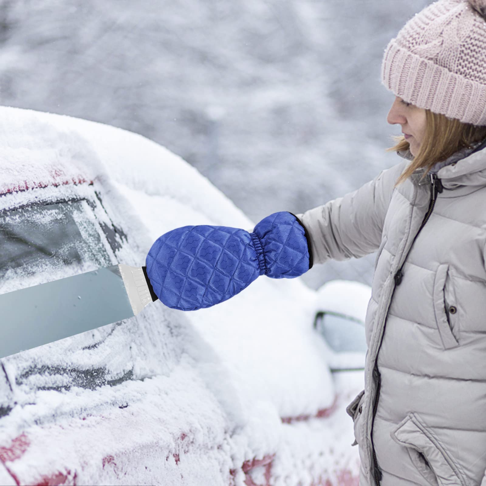 Coindivi Eiskratzer kompatibel mit Auto-Windschutzscheibe mit Handschuh, Schnee-Eiskratzer-Entferner-Werkzeug mit Handschuh, wasserdicht, Schneeschaufel zum Heizen, Compa