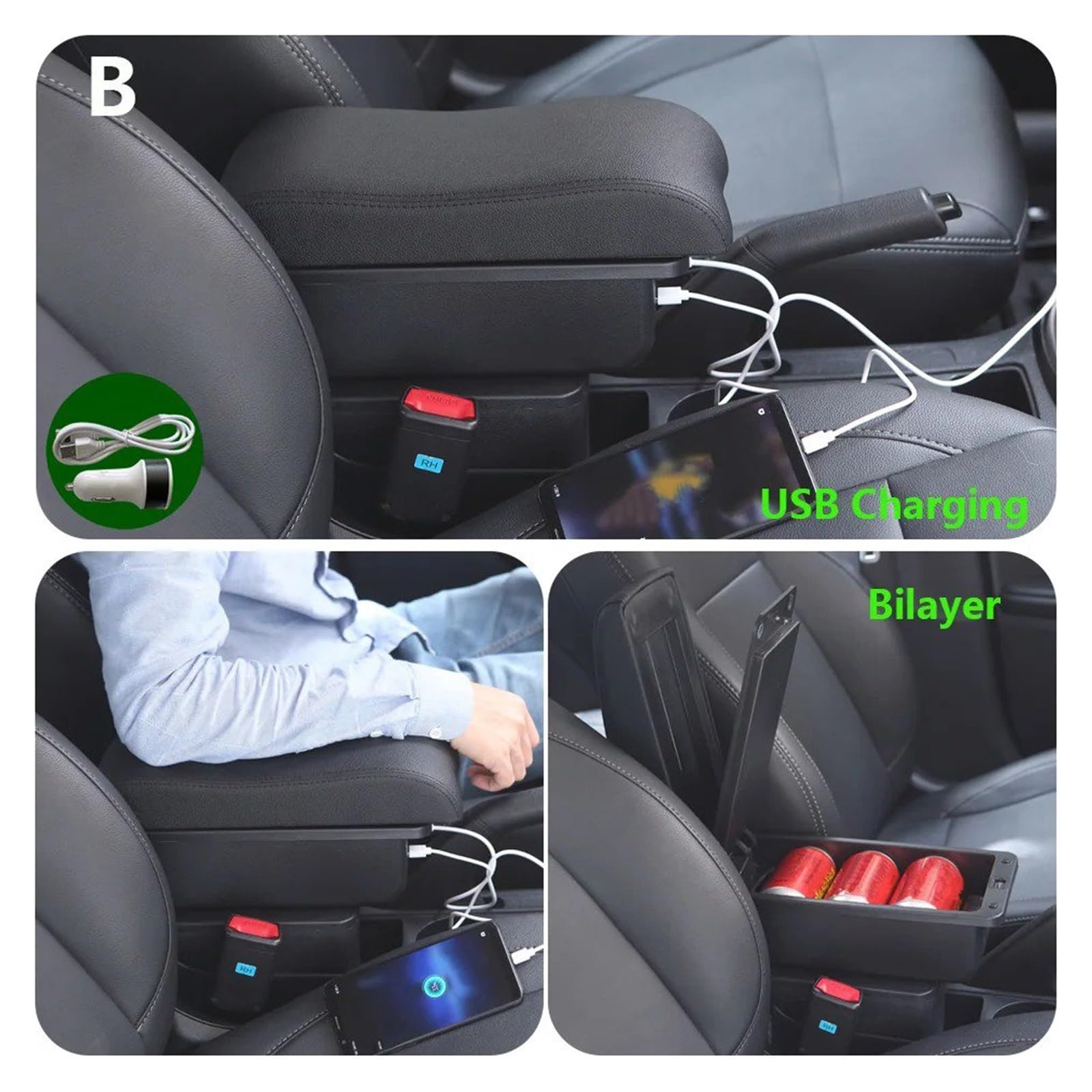Per Kia Per Picanto Scatola Portaoggetti Bracciolo Auto Interno Curvo