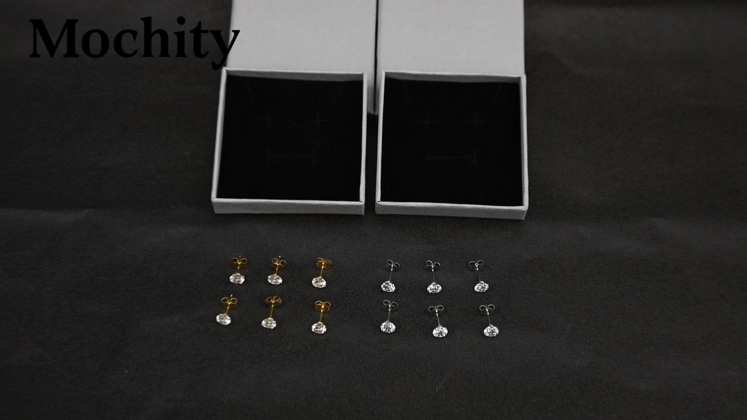Set 6 Paia Orecchini Uomo/donna In Acciaio Chirurgico 316L Con Zirconi Cubici, Rotondi Brillanti, Anallergici, Misura 20G (0,8mm), Per Piercing E Cartilagine