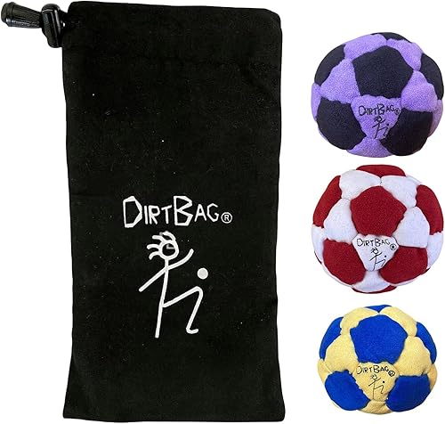 GQN Dirt Foot Bag Hacky Ball 3 Pack Durable Hand Stitched Footbags for Adults - 