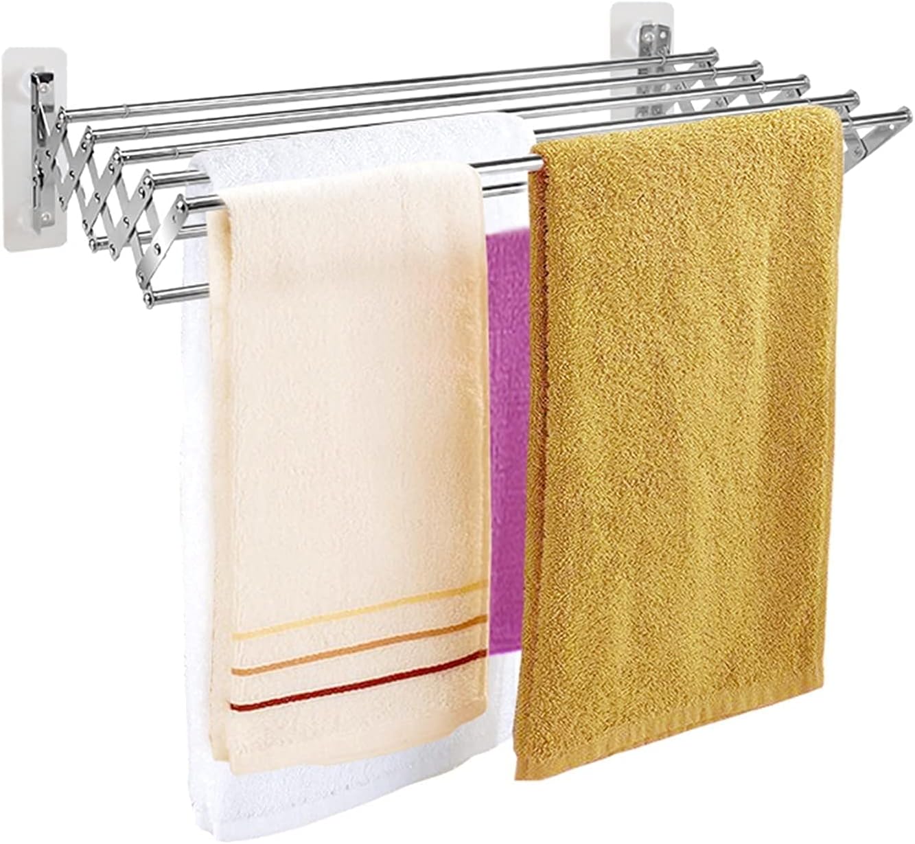 This Wall Mounted Clothes Airer Indoor Laundry Drying Rack, Foldable for Storage, Adjustable Retractable Hangers Space Saving Clothing Rack Easy to Install,42