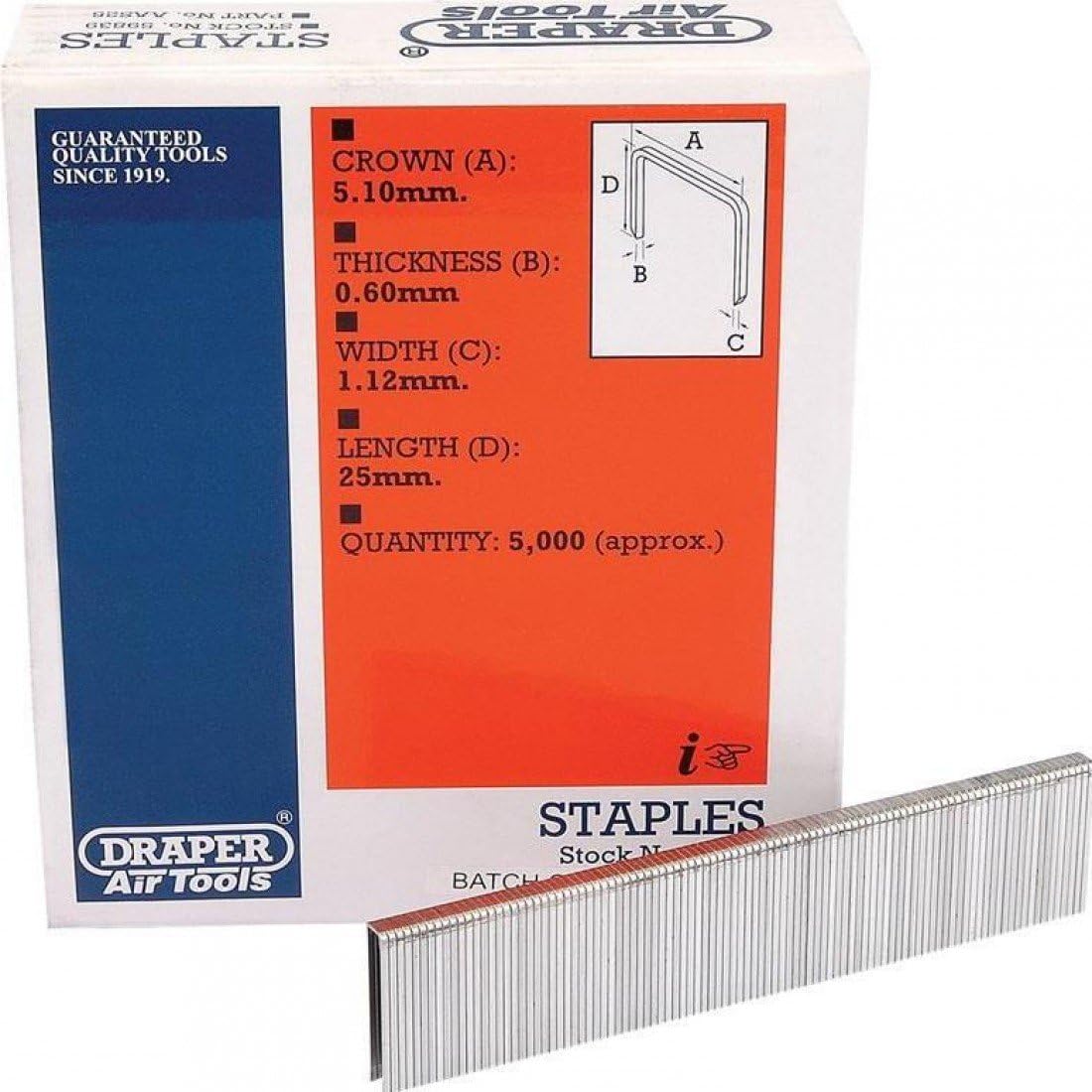 Draper 59839 Staple, 25mm, Pack of 5000 , Blue : Amazon.co.uk: DIY & Tools